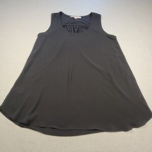 LOFT Sleeveless Blouse Black Scoop Neck Rayon Tank Top XS Flowy Basic Career